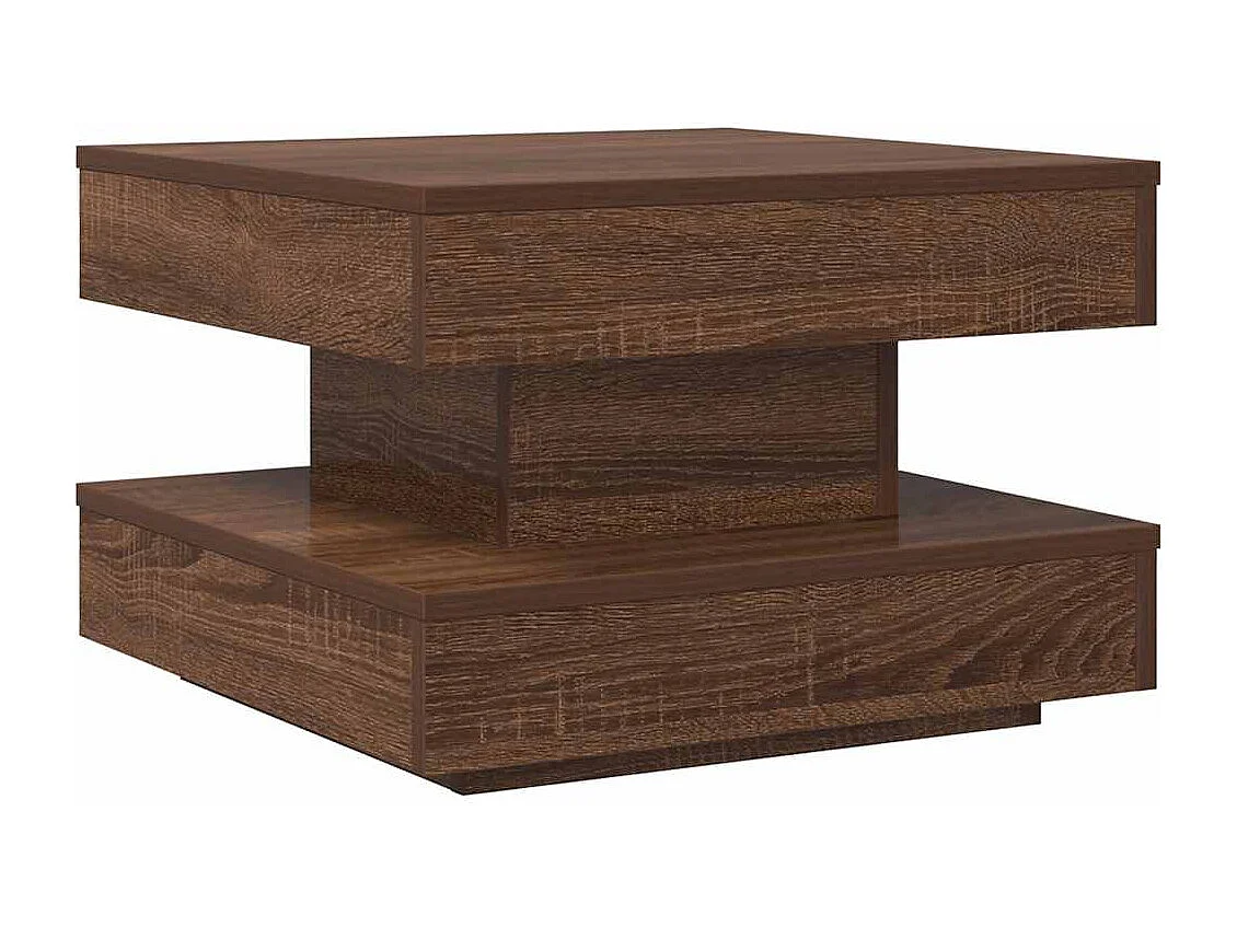 Salontafel 360 graden draaibaar 50x50x34,5 cm bruin eikenkleur