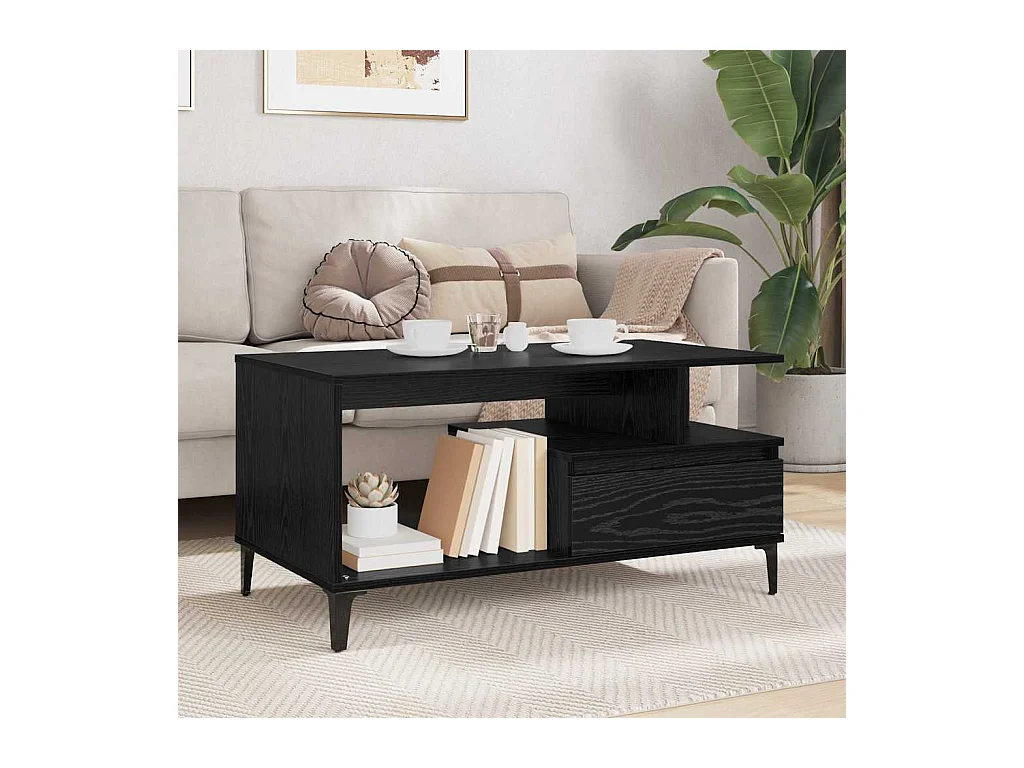 Table basse Chêne noir 90 x 49 x 45 cm Bois d'ingénierie