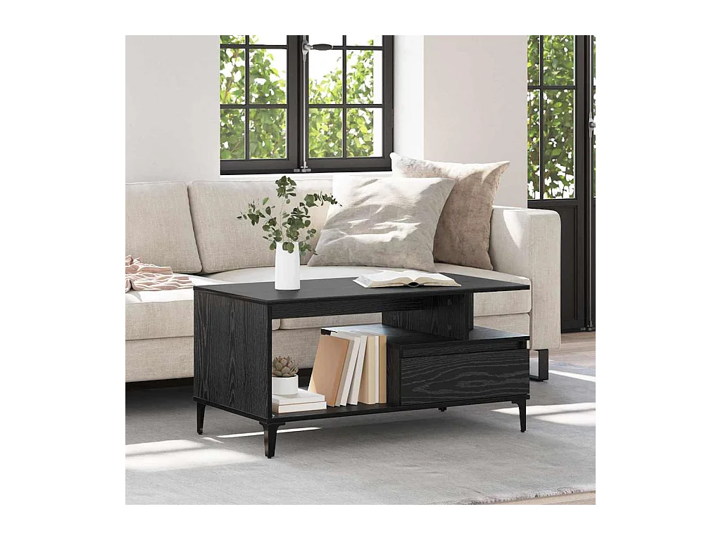 Mesa de centro with Drawer Carvalho preto 90 x 49 x 45 cm