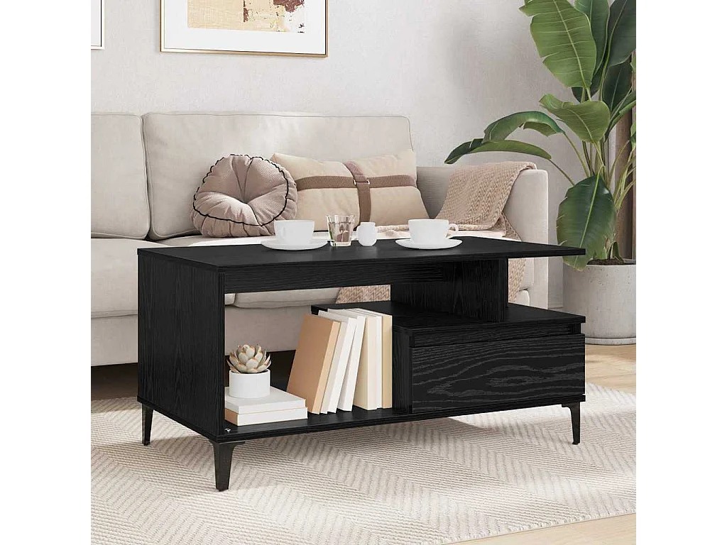 Table basse Chêne noir 90 x 49 x 45 cm Bois d'ingénierie