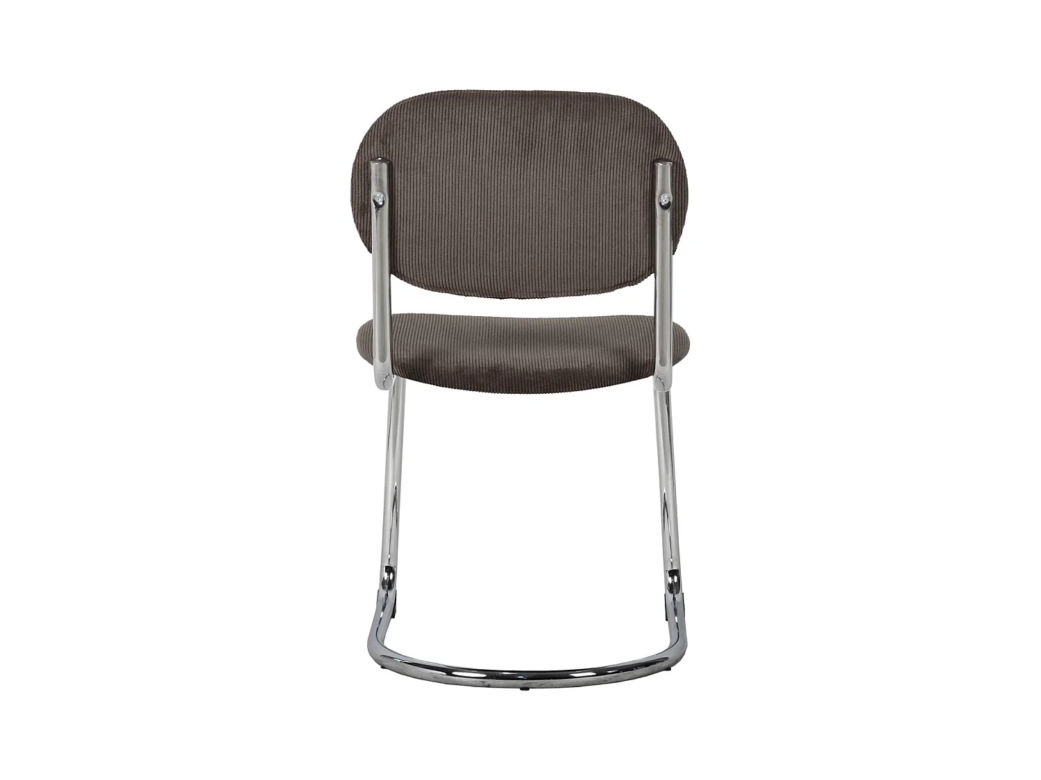 Set 2 sedie arrotondate metallo, velluto a coste e gambe cromate,