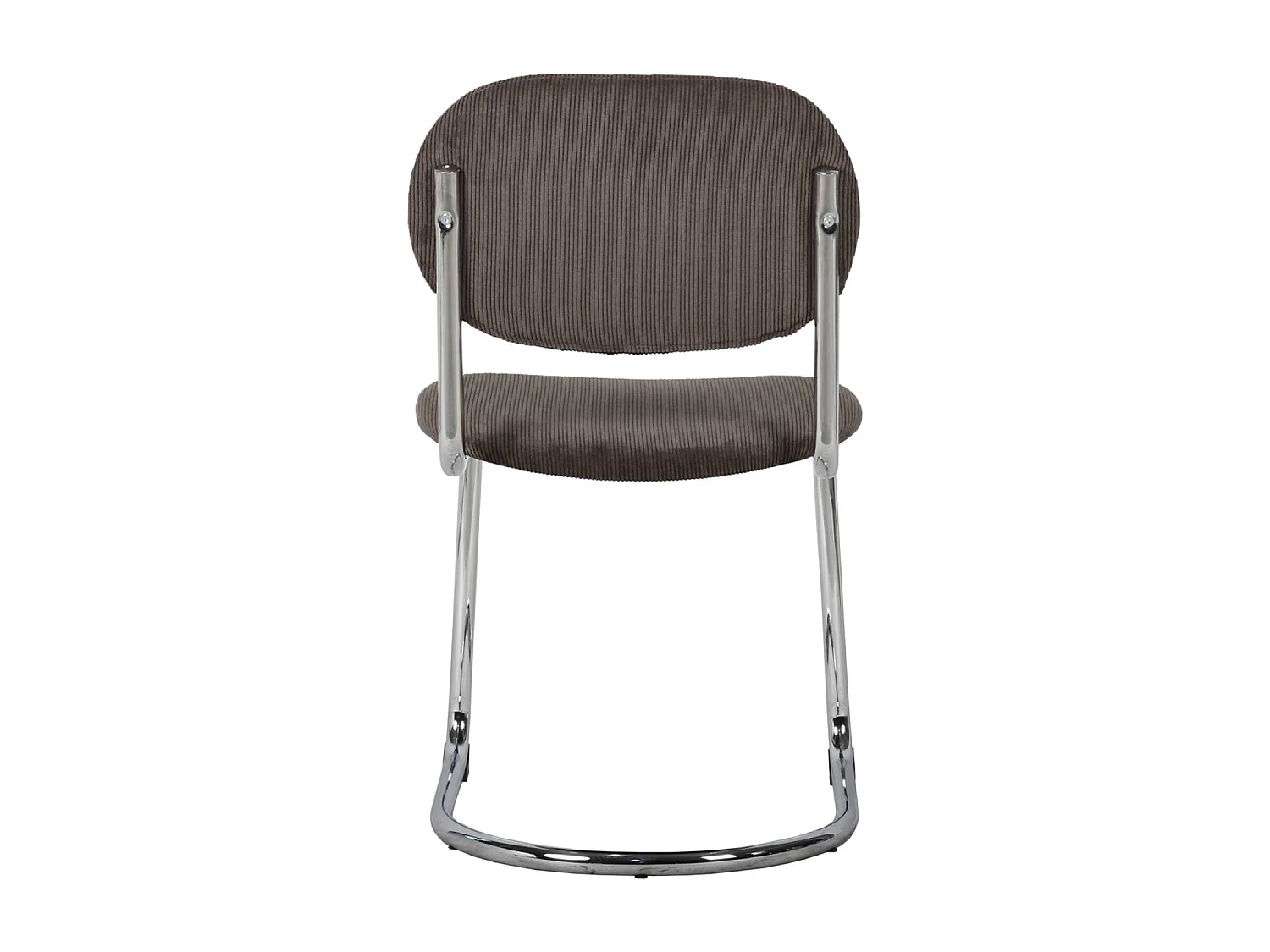 Lot de 2 chaises cantilever arrondie métal. velours côtelé marron et pieds chromés - L 47 x P 54.5 x H 81cm - Maloa