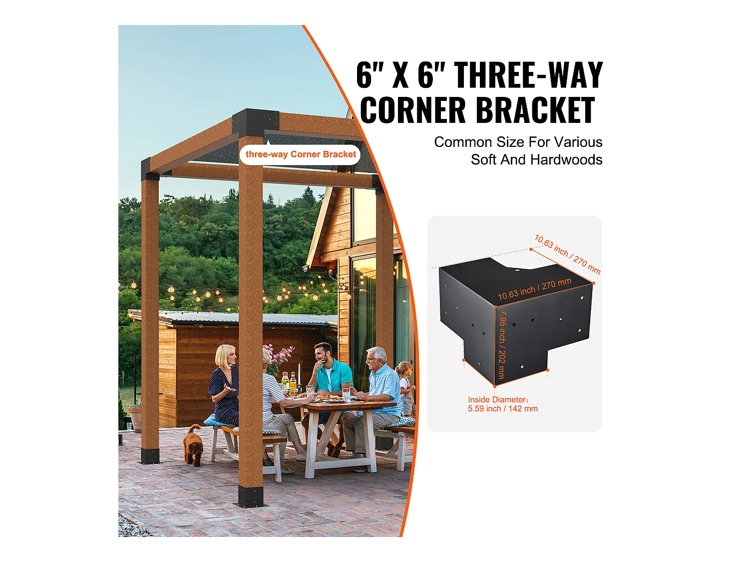 Ondersteuningskit voor Pergola SucceBuy 15.24x15.24 cm 3 Interne Wegen 14.2x14.2 cm 4 Stukken