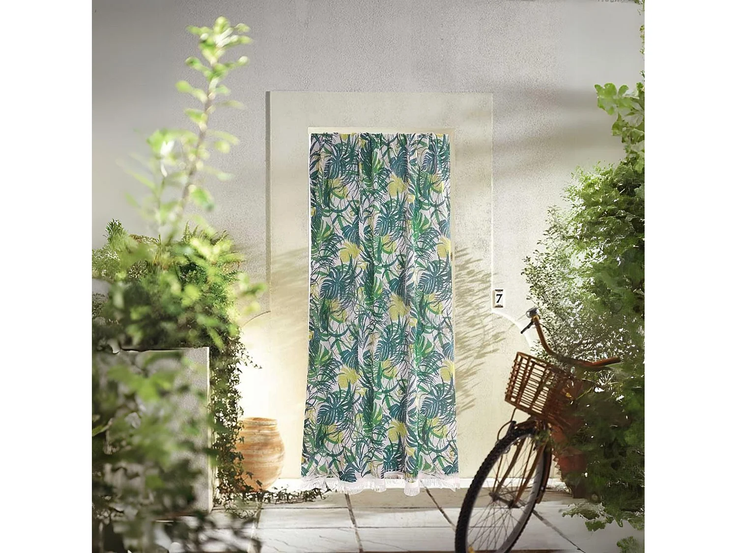 Cortina de puerta "marsellesa" estampada selva 140 x 225 cm