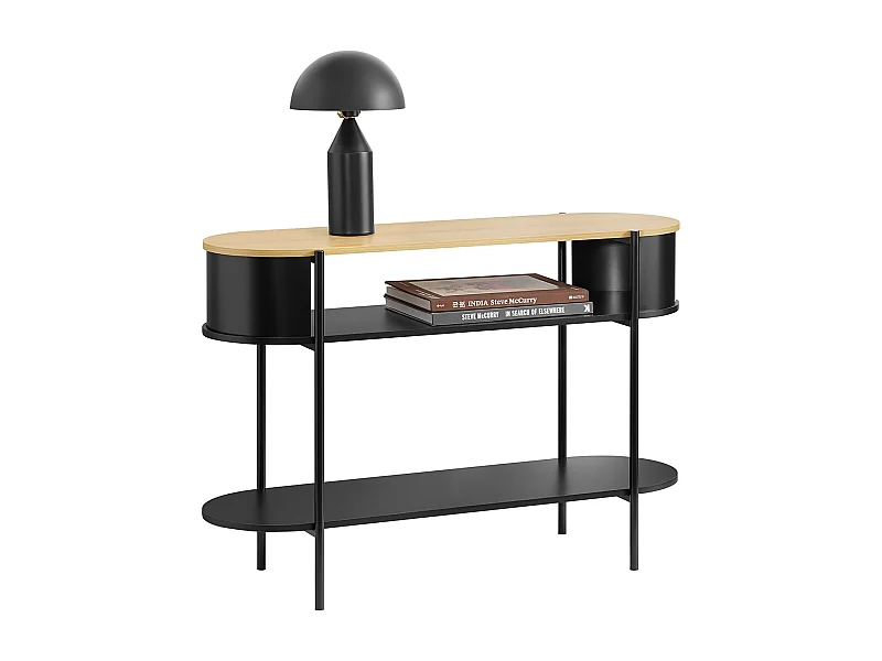 SoBuy Konsolentisch mit Ablagefächern im Industriedesign in Schwarz