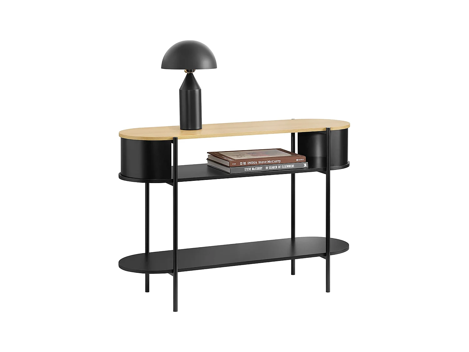 SoBuy Konsolentisch mit Ablagefächern im Industriedesign in Schwarz