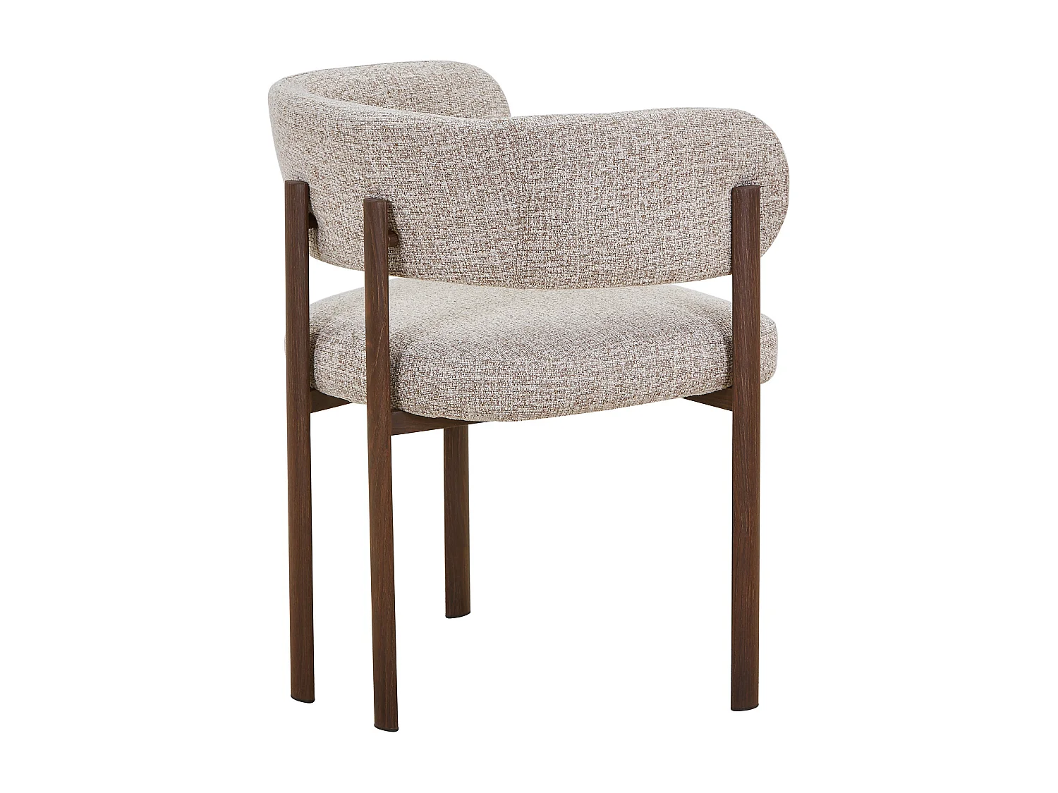 Lot de 2 chaises en tissu tweed et métal effet bois - Taupe et Naturel foncé - CIBARO