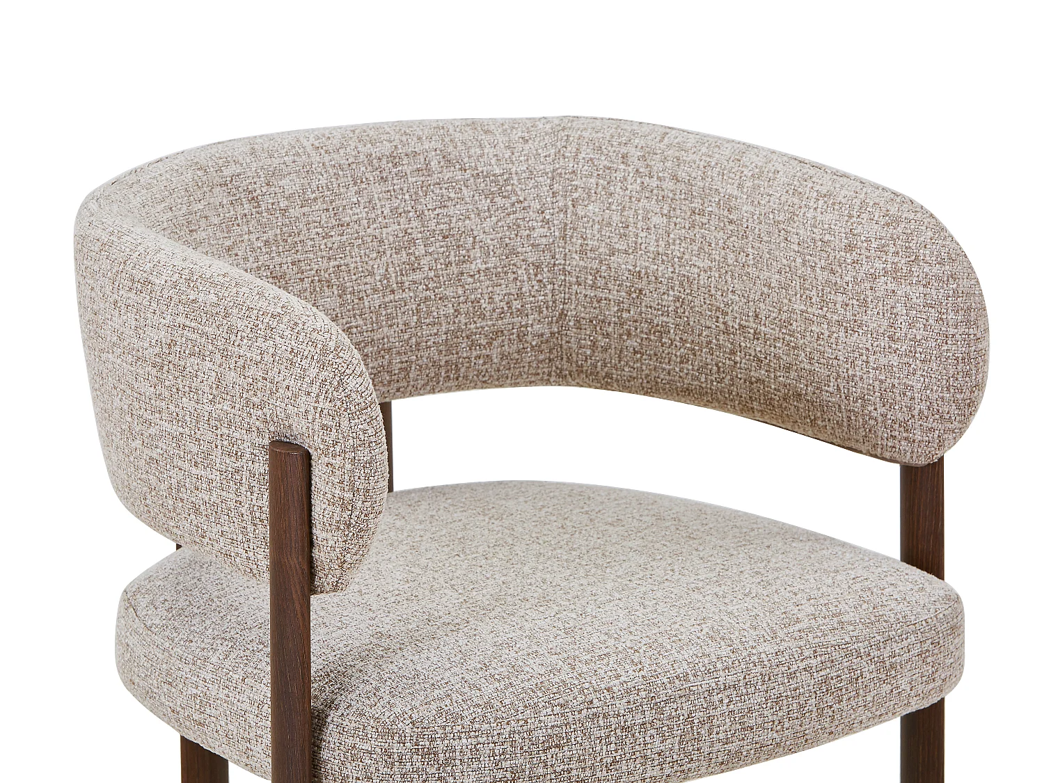 Lot de 2 chaises en tissu tweed et métal effet bois - Taupe et Naturel foncé - CIBARO