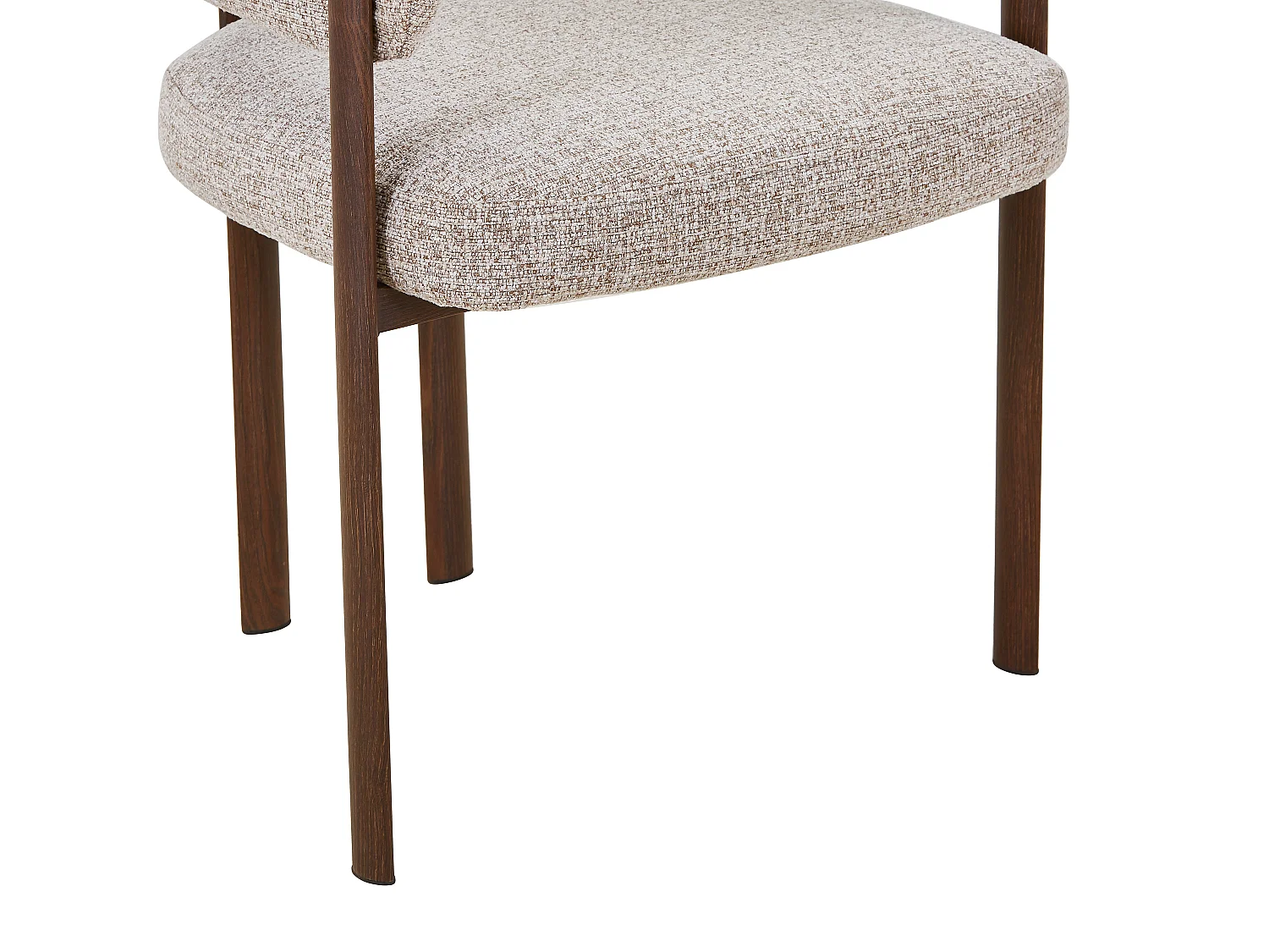 Lot de 2 chaises en tissu tweed et métal effet bois - Taupe et Naturel foncé - CIBARO