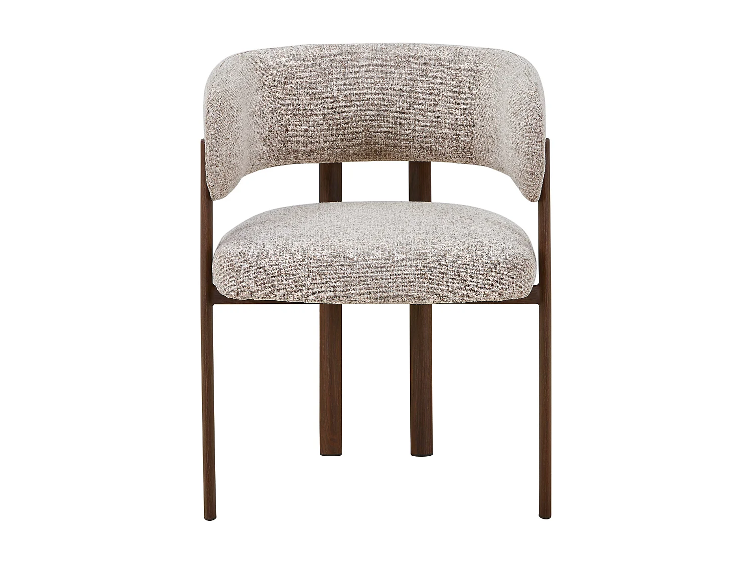 Lot de 2 chaises en tissu tweed et métal effet bois - Taupe et Naturel foncé - CIBARO