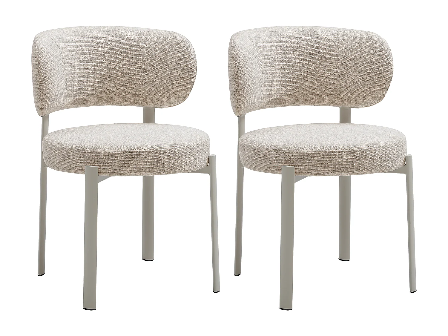 Lotto di 2 sedie in tessuto tweed e metallo crema - Beige - ASILOVA