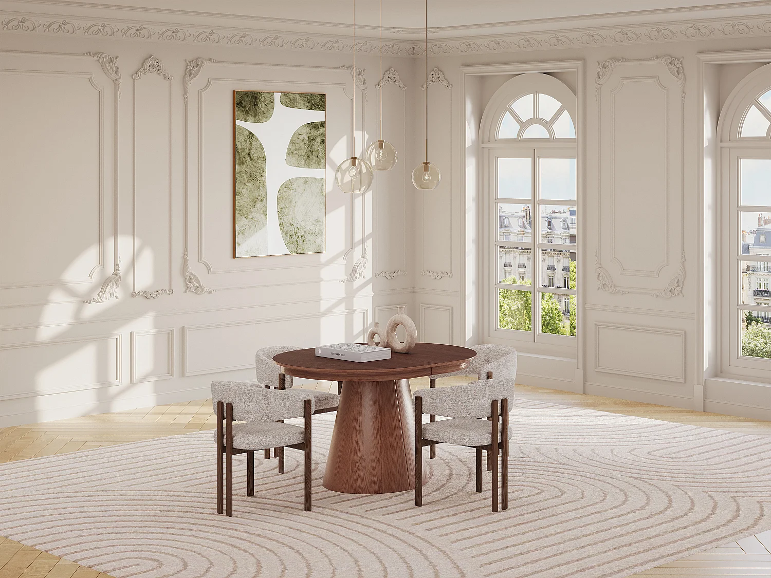 Table à manger extensible 4 à 10 personnes placage frêne - Naturel foncé - PRISLA