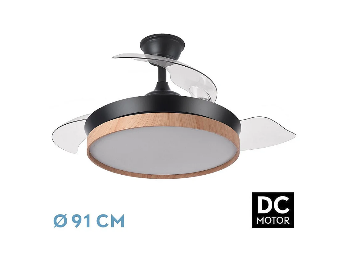 Ventilador Dc Evros S Negro Led Integrado Cct Regulable