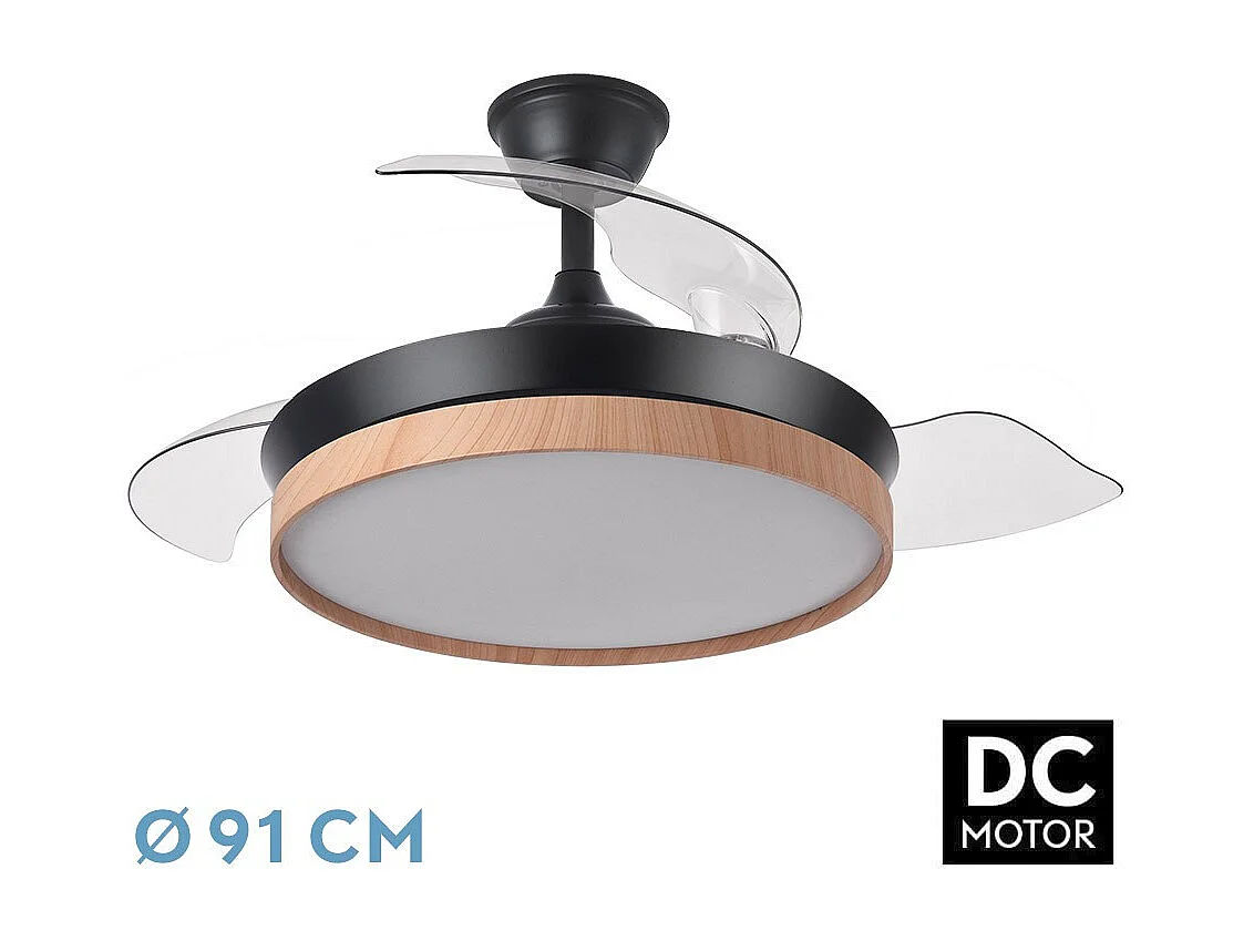 Ventilador Dc Evros S Negro Led Integrado Cct Regulable