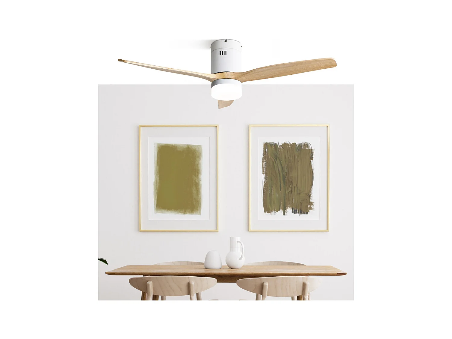 Ventilador Dc Aguilon Blanco Haya Led Con Memoria De Color