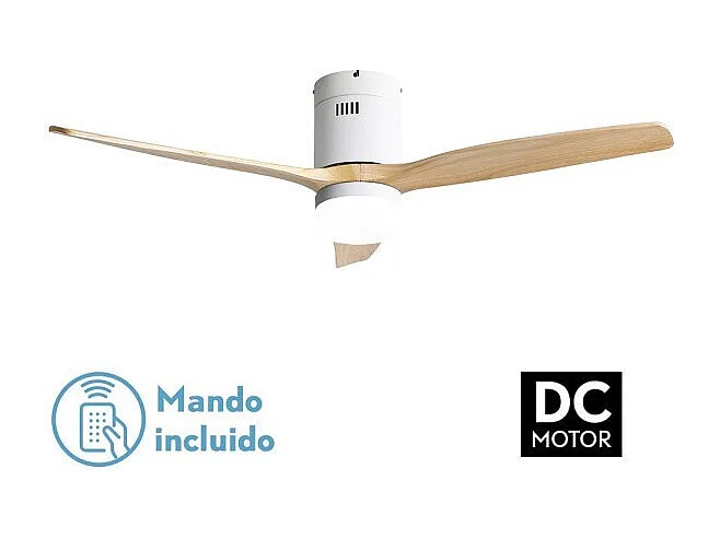 Ventilador Dc Aguilon Blanco Haya Led Con Memoria De Color