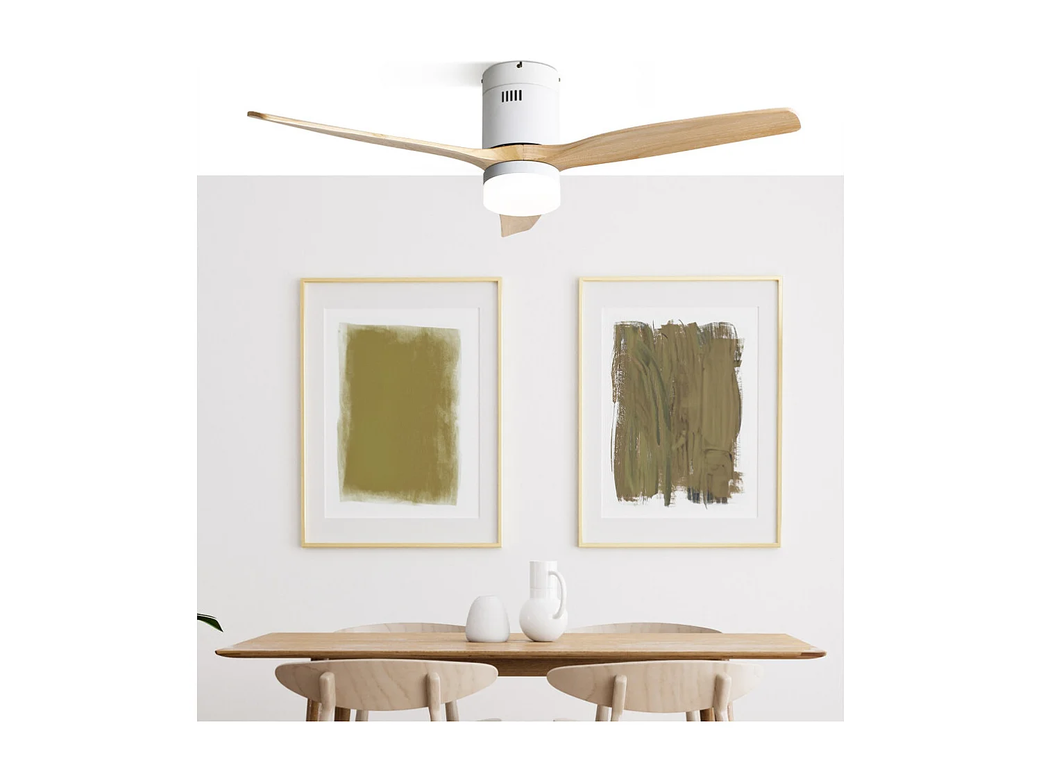 Ventilador Dc Aguilon Blanco Haya Led Con Memoria De Color