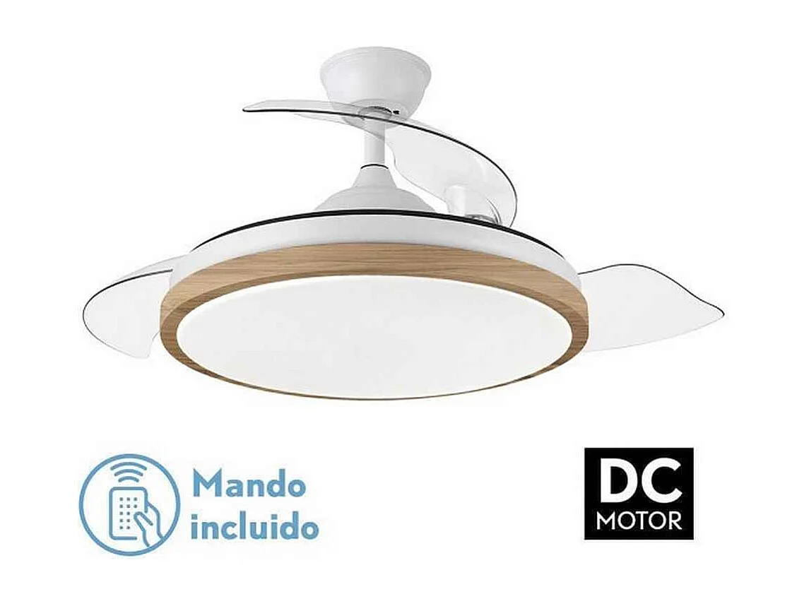 Ventilador Dc Evros L Blanco Led Control Remoto Y Memoria Color