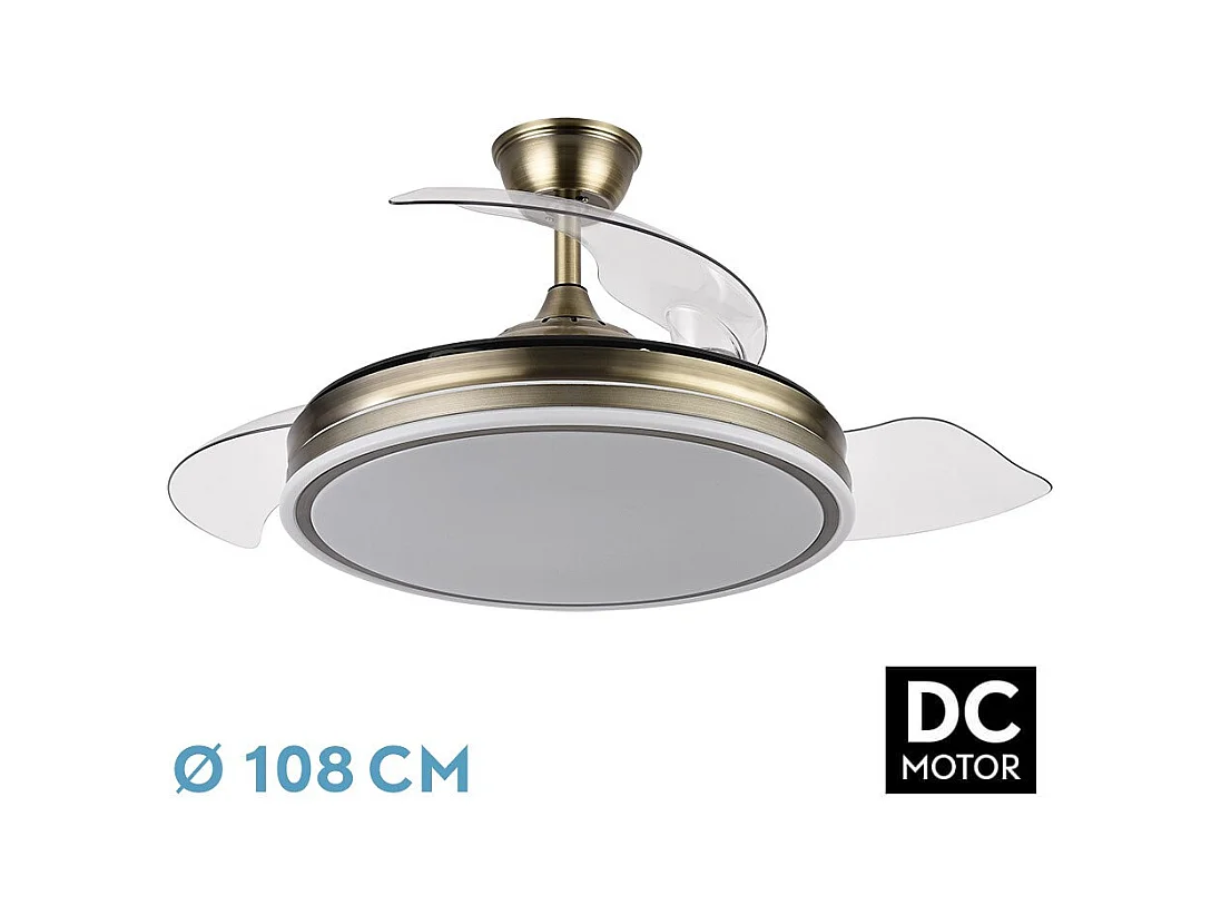 Ventilador Dc Bayomo L Dorado Led Con Memoria De Color