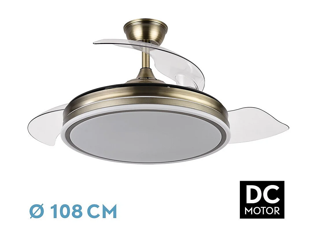 Ventilador Dc Bayomo L Dorado Led Con Memoria De Color