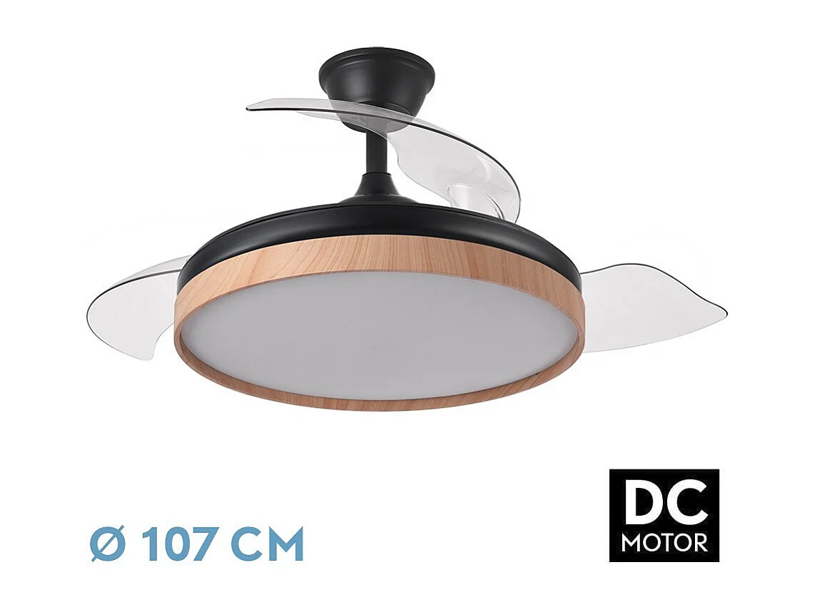 Ventilador Dc Evros L Negro Led Control Remoto Y Memoria Color