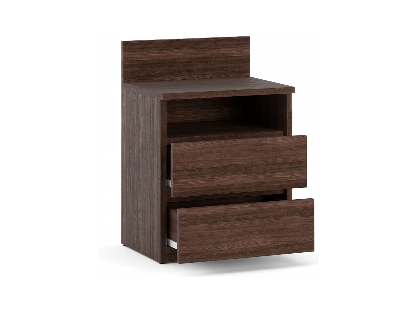 Table de chevet Wenge 40 cm – 2 tiroirs + étagère, meuble de nuit pour chambre à coucher