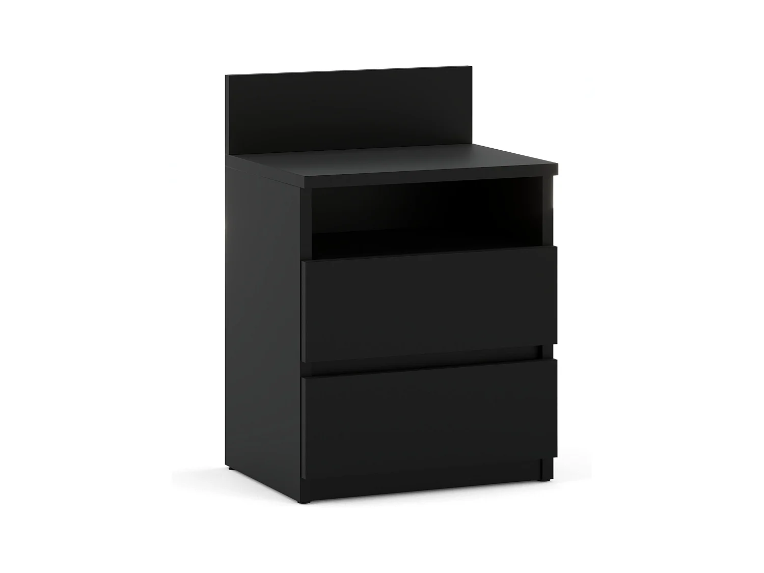 Table de chevet NOIRE 40 cm, 2 tiroirs, meuble de nuit pour chambre à coucher