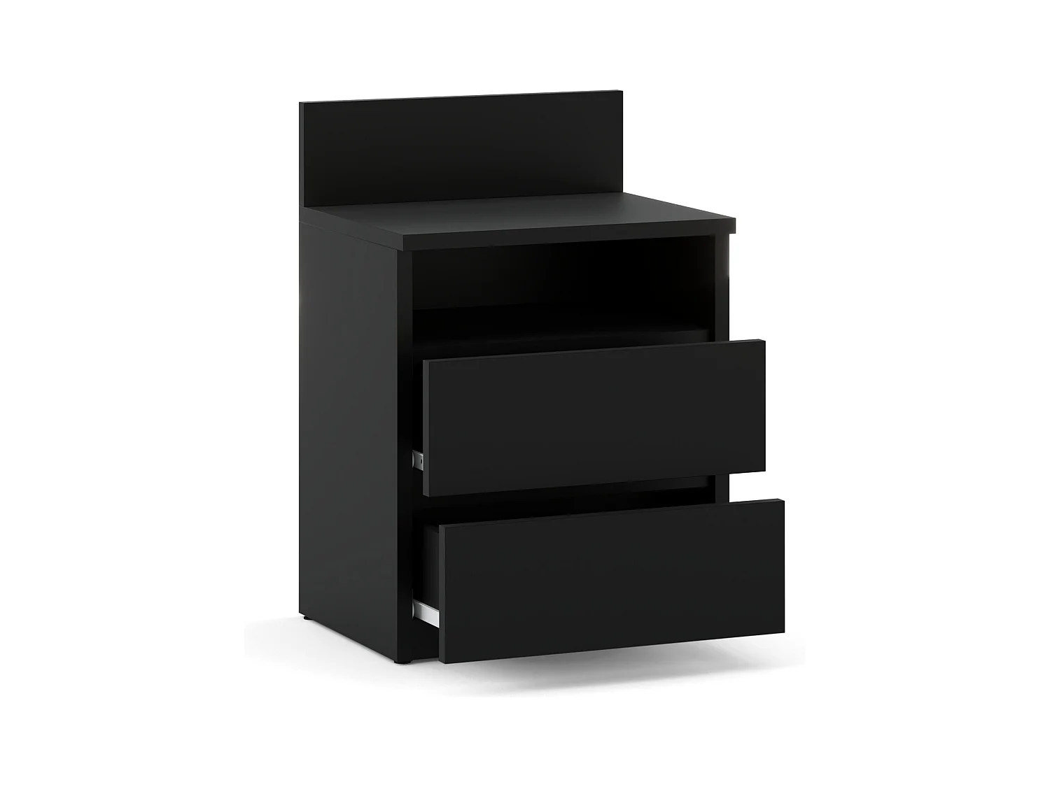 Table de chevet NOIRE 40 cm, 2 tiroirs, meuble de nuit pour chambre à coucher