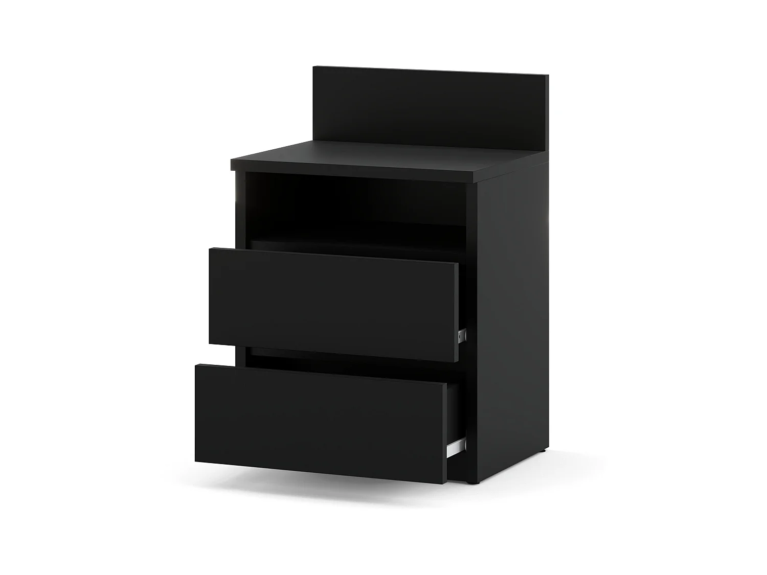 Table de chevet NOIRE 40 cm, 2 tiroirs, meuble de nuit pour chambre à coucher