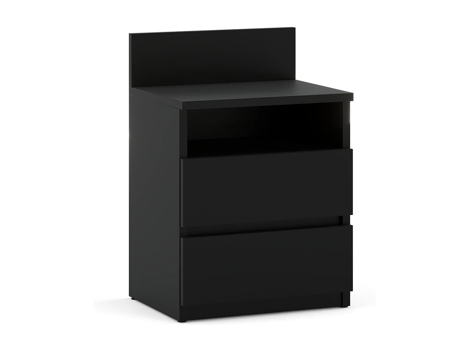ZWART nachtkastje 40 cm, 2 laden, slaapkamermeubels