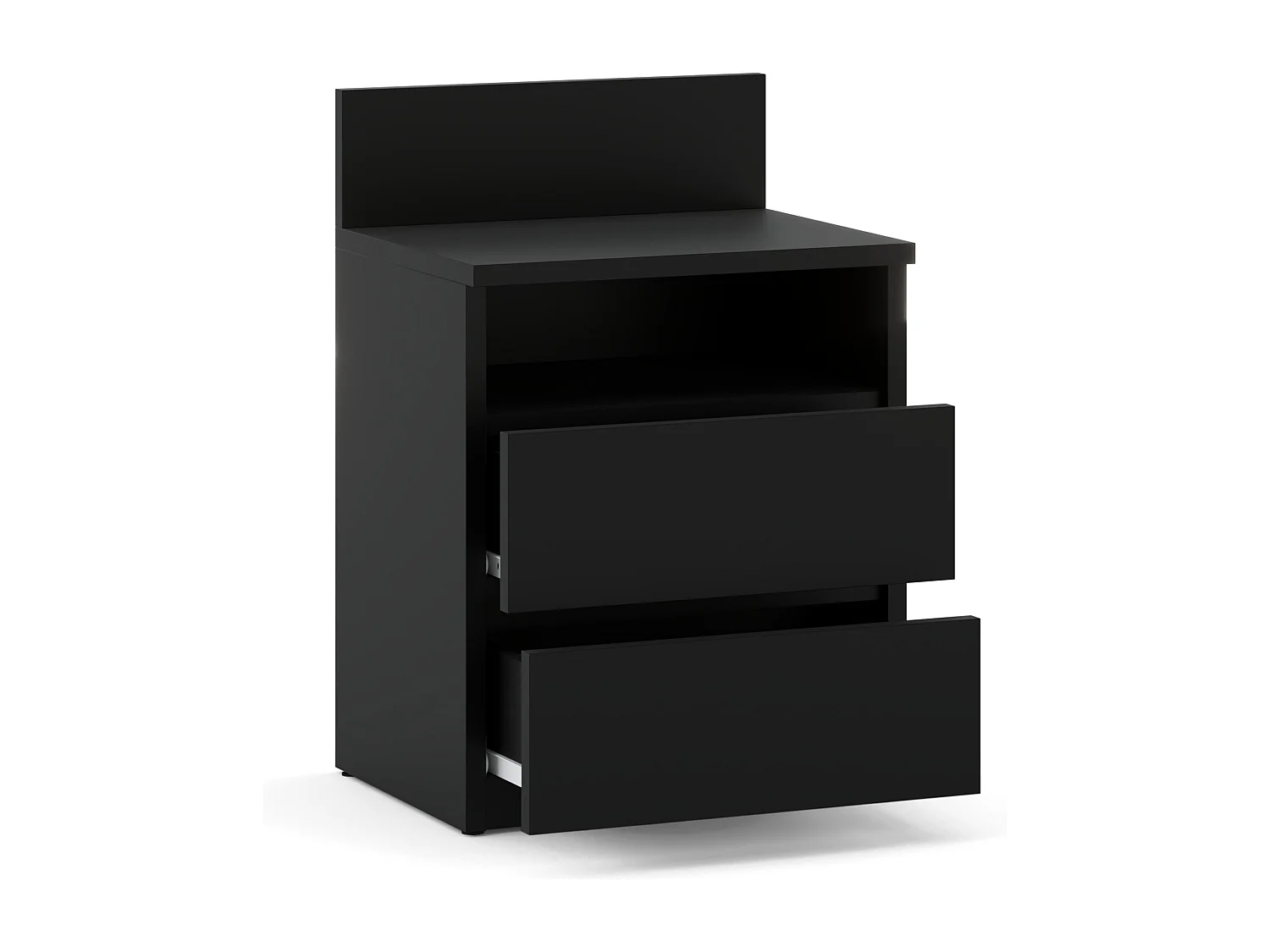 ZWART nachtkastje 40 cm, 2 laden, slaapkamermeubels
