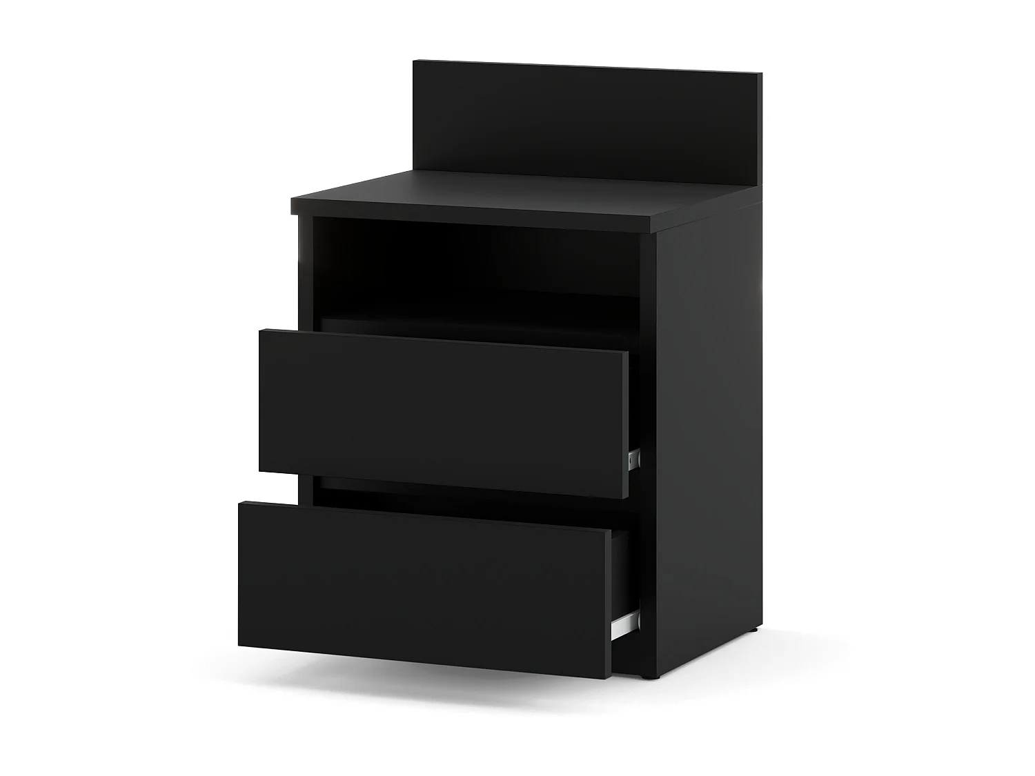 ZWART nachtkastje 40 cm, 2 laden, slaapkamermeubels
