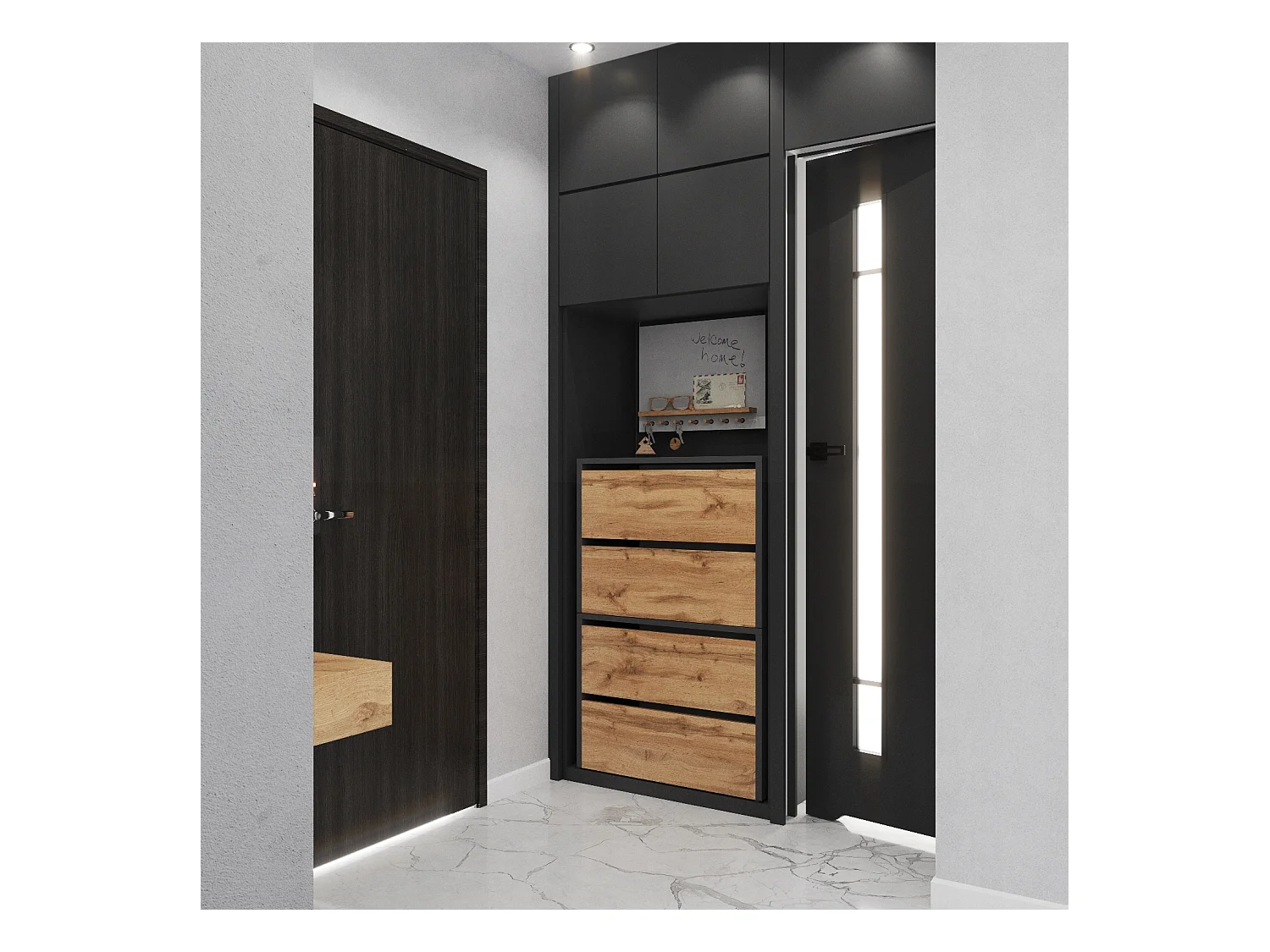 Meuble à Chaussures Gris Chêne Wotan 60x30x100cm- 10 paires – Étagère de Rangement Entrée Style Loft