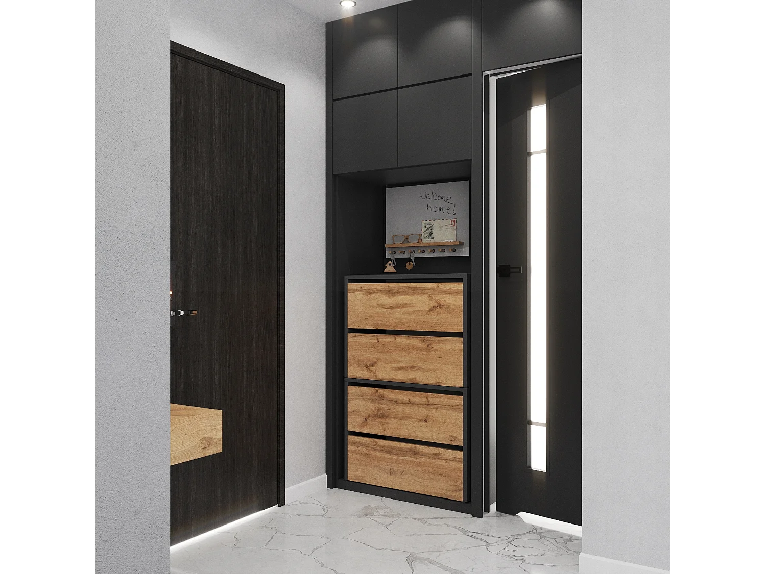 Meuble à Chaussures Gris Chêne Wotan 60x30x100cm- 10 paires – Étagère de Rangement Entrée Style Loft