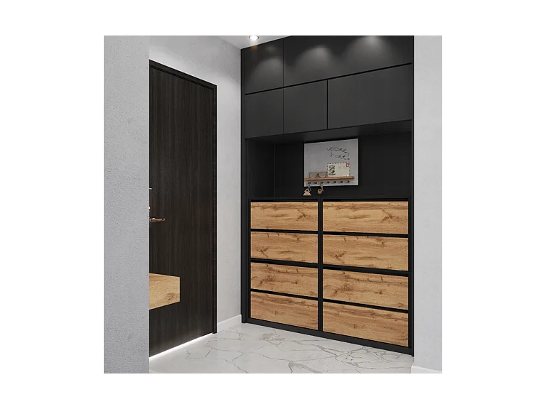 Grand Meuble à Chaussures 120x36x100 cm Noir Chêne Wotan 20paires– Haut Rangement Étagère pour Entrée