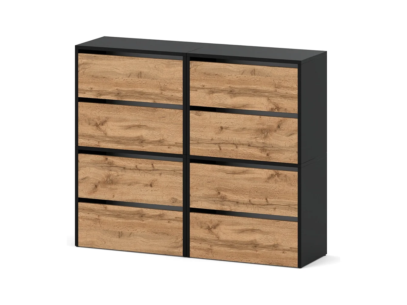 Grand Meuble à Chaussures 120x36x100 cm Noir Chêne Wotan 20paires– Haut Rangement Étagère pour Entrée