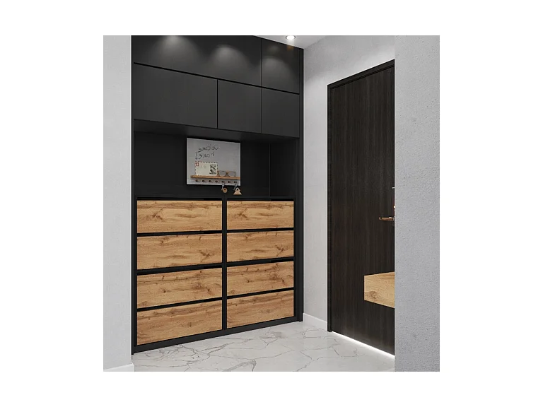 Grand Meuble à Chaussures 120x36x100 cm Noir Chêne Wotan 20paires– Haut Rangement Étagère pour Entrée