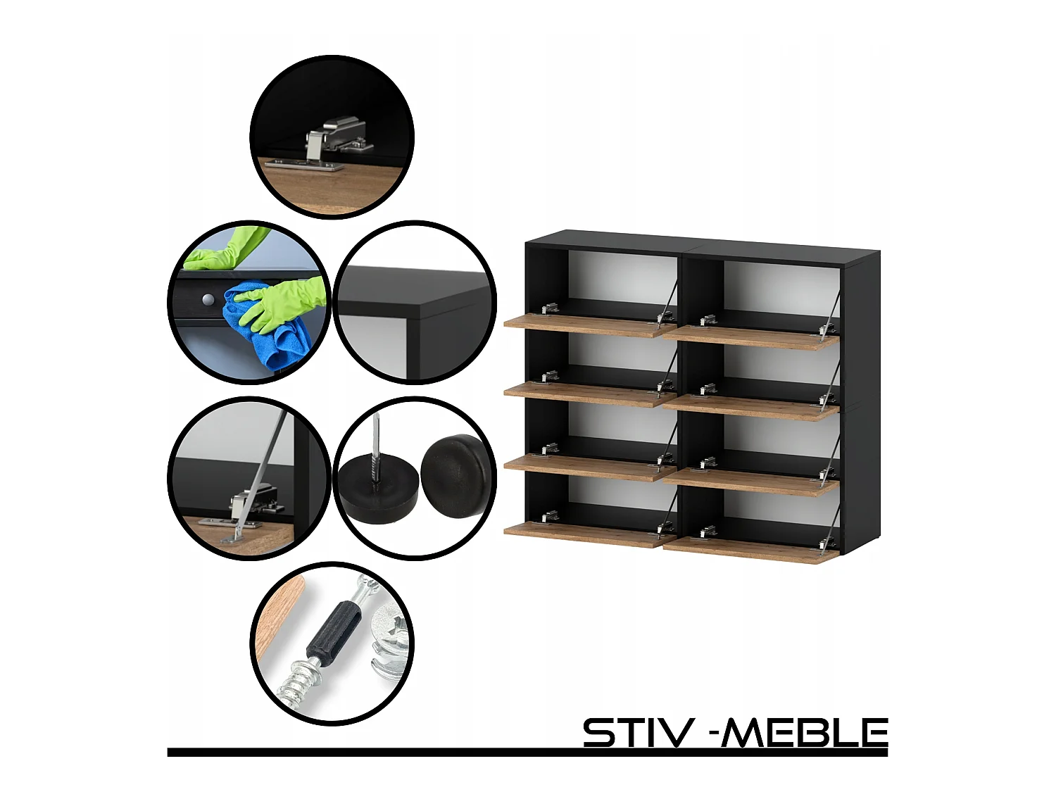 Grand Meuble à Chaussures 120x36x100 cm Noir Chêne Wotan 20paires– Haut Rangement Étagère pour Entrée