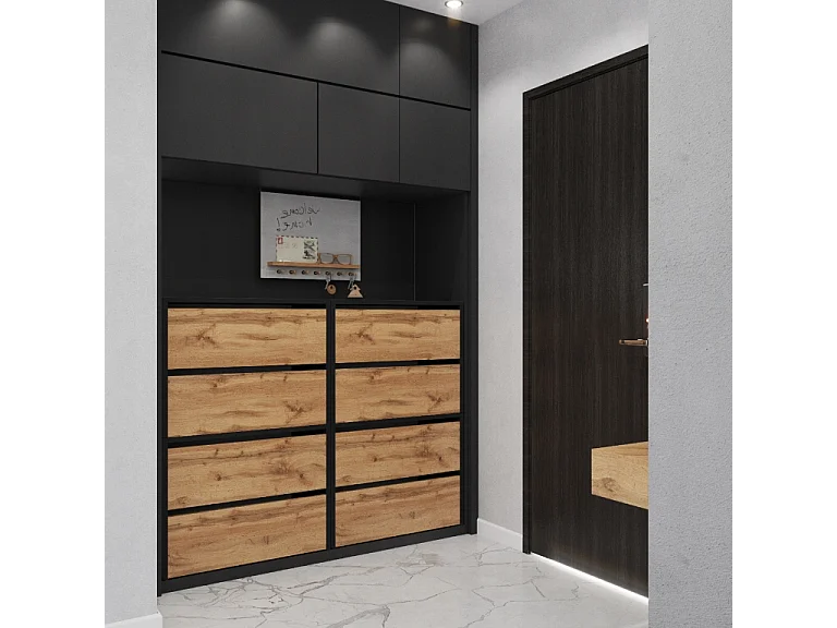 Grand Meuble à Chaussures 120x36x100 cm Noir Chêne Wotan 20paires– Haut Rangement Étagère pour Entrée