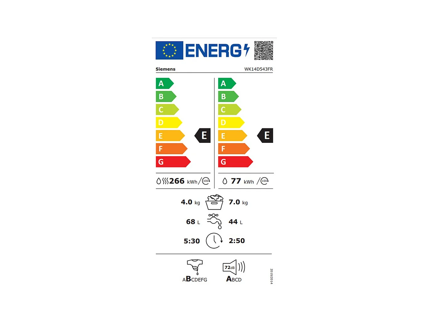 Siemens Lave-linge séchant intégrable 7/4kg 1400 tours/min - WK14D543FR