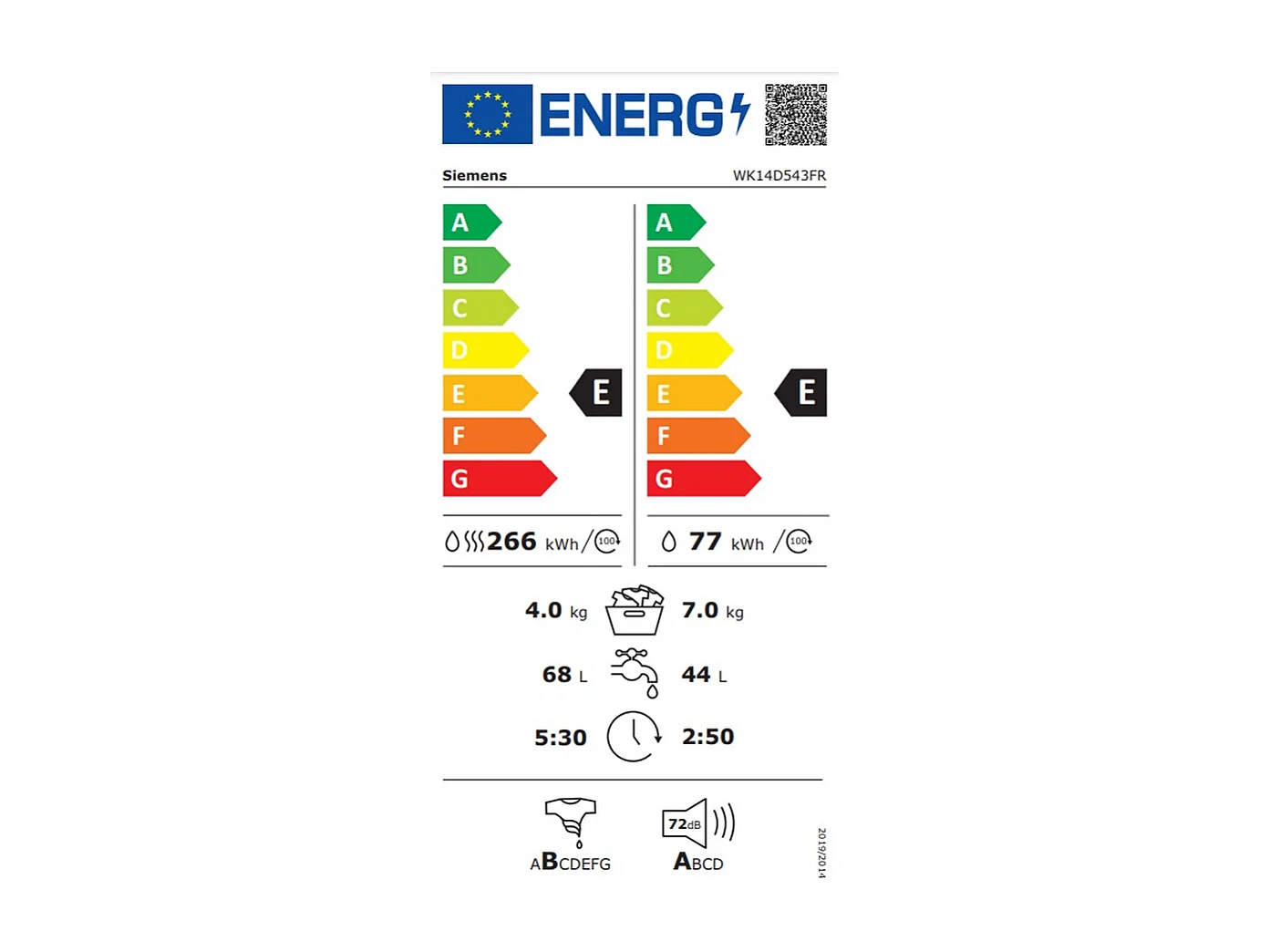 Siemens Lave-linge séchant intégrable 7/4kg 1400 tours/min - WK14D543FR