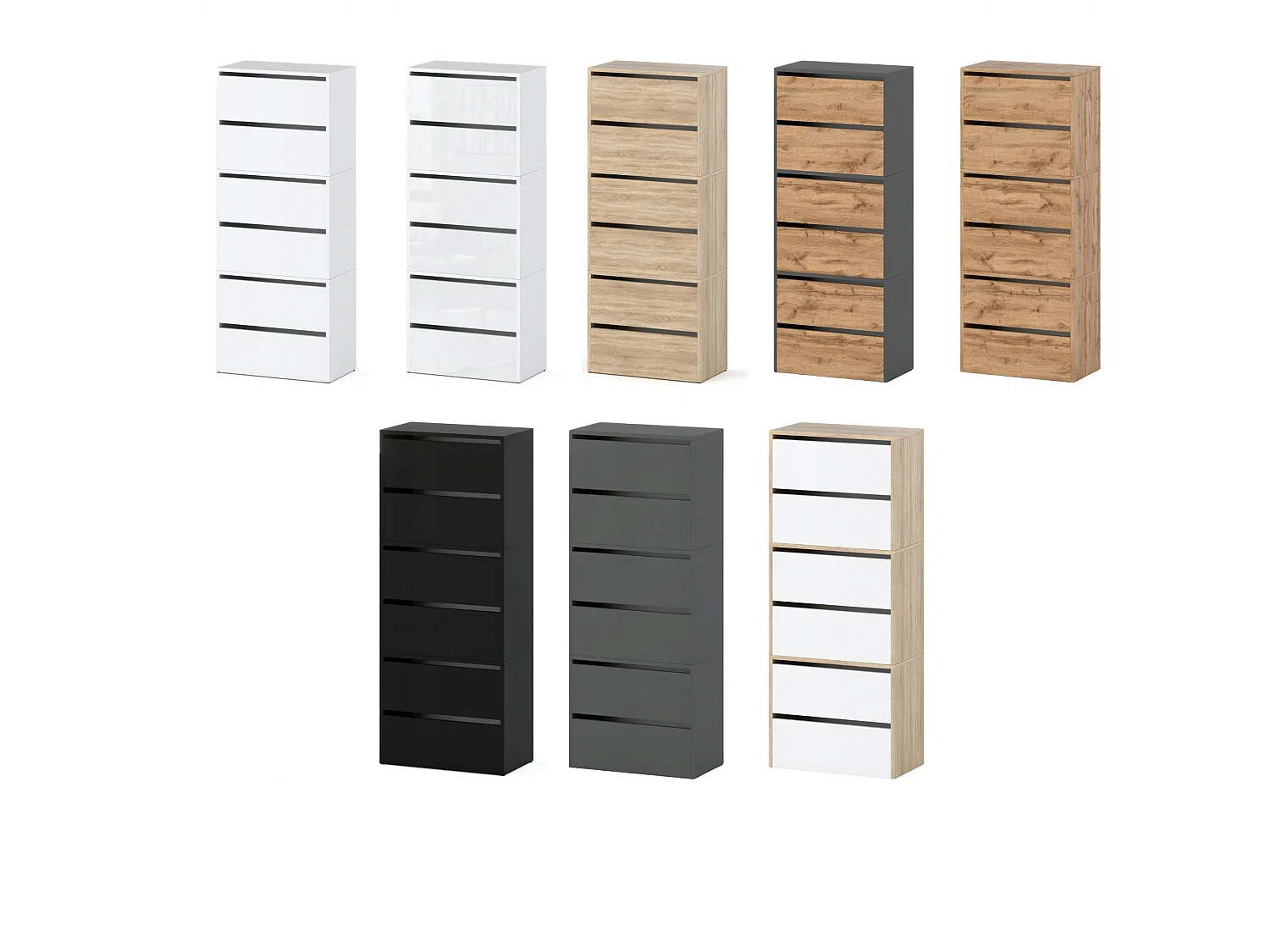Meuble à Chaussures Étroit Blanc+  Chêne Sonoma 60x36x150cm – Étagère Rangement Entrée