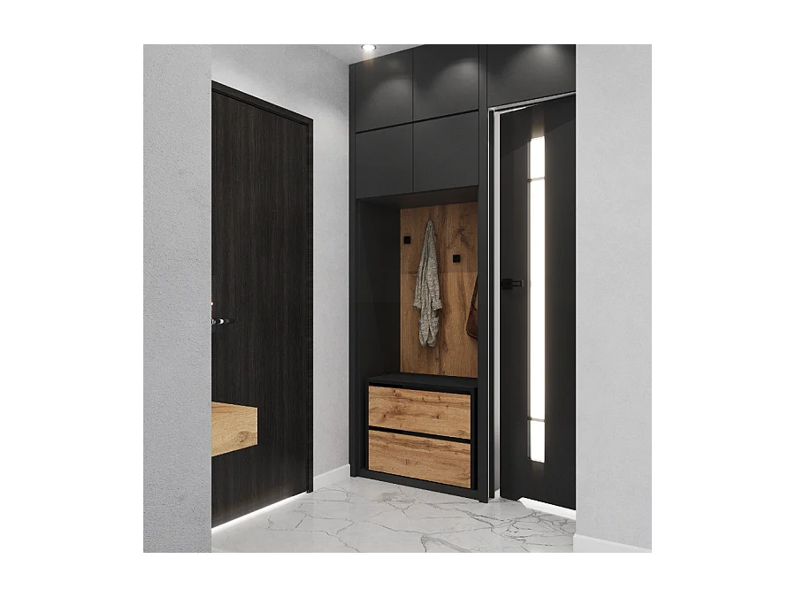 Meuble à Chaussures 60x36x50 cm Noir Chêne Wotan 5paires– Petit Rangement Étagère pour Entrée
