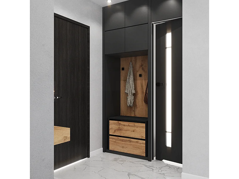 Mueble para Zapatos 60x36x50 cm Negro Roble Wotan 5 pares – Pequeño Mueble Estantería para la Entrada