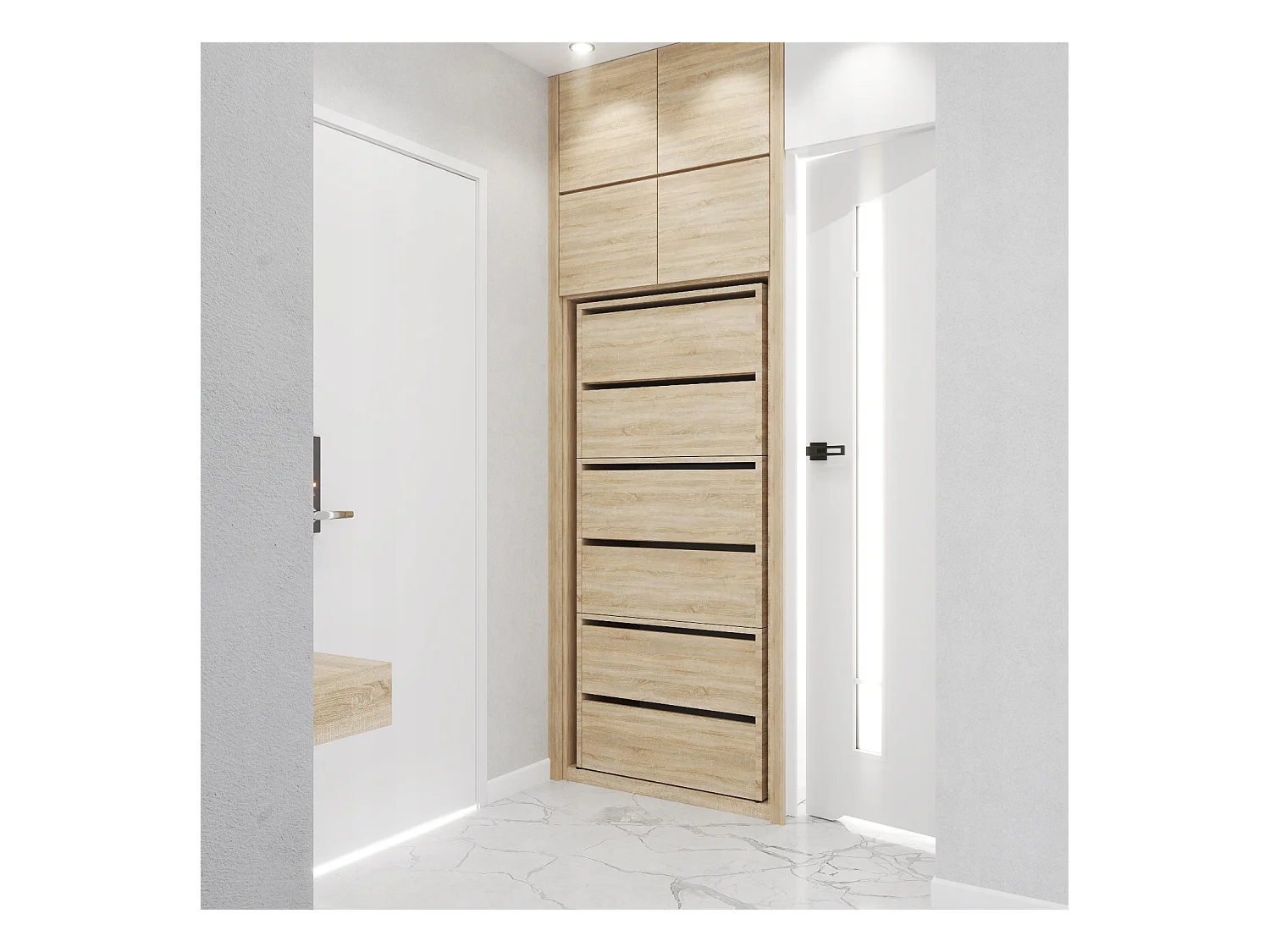 Meuble à Chaussures Étroit Chêne Sonoma 60x36x150cm – Étagère Rangement Entrée