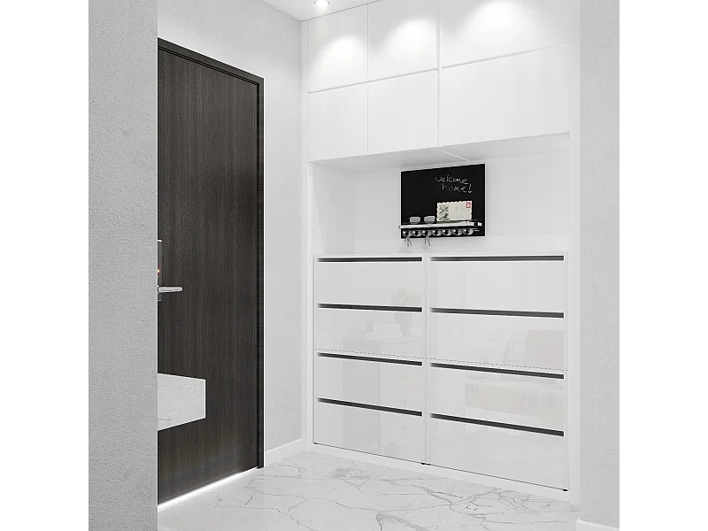 Grand Meuble à Chaussures 120x36x100 cm Blanc brillant  20paires– Haut Rangement Étagère pour Entrée