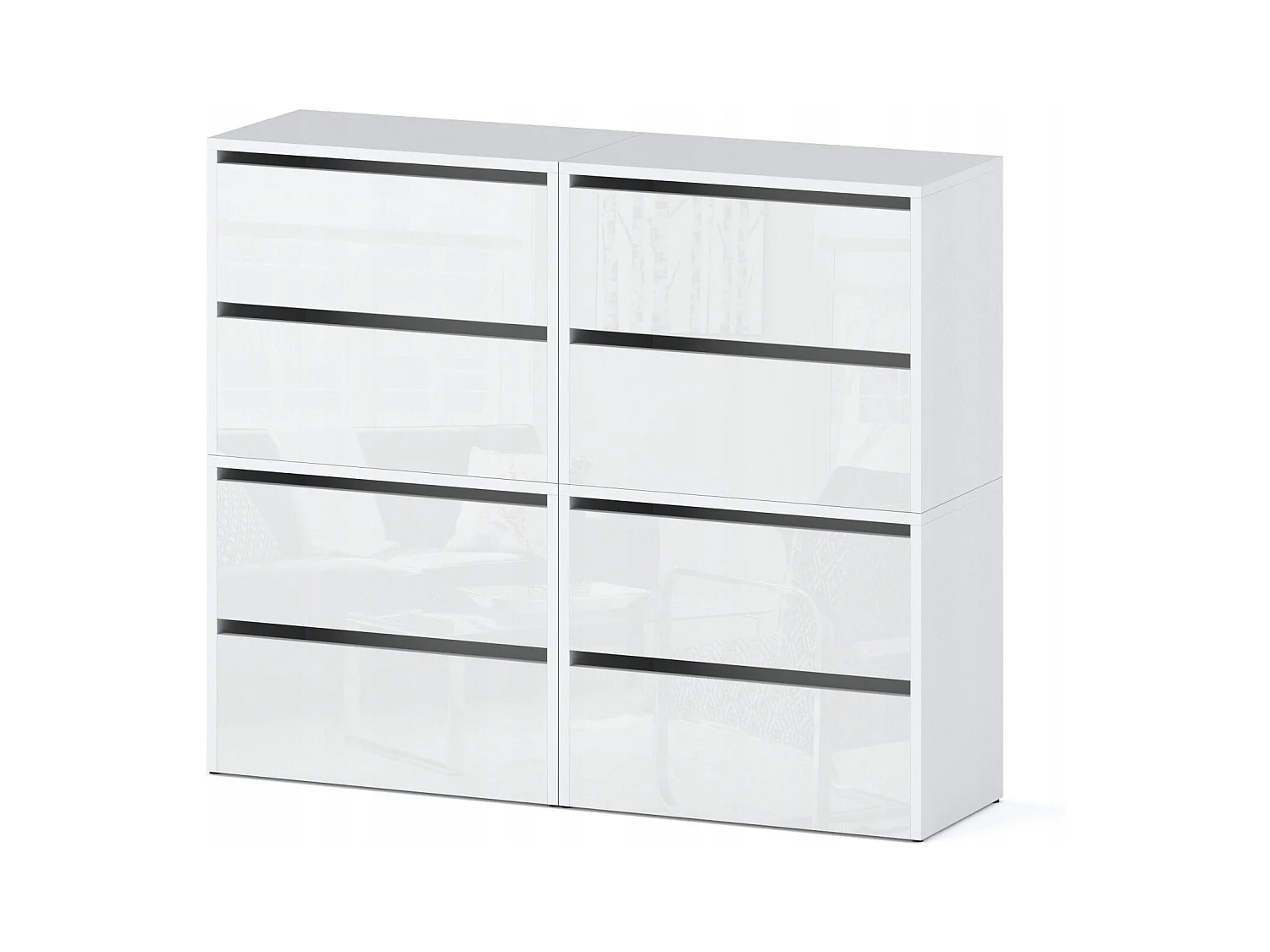 Grand Meuble à Chaussures 120x36x100 cm Blanc brillant  20paires– Haut Rangement Étagère pour Entrée