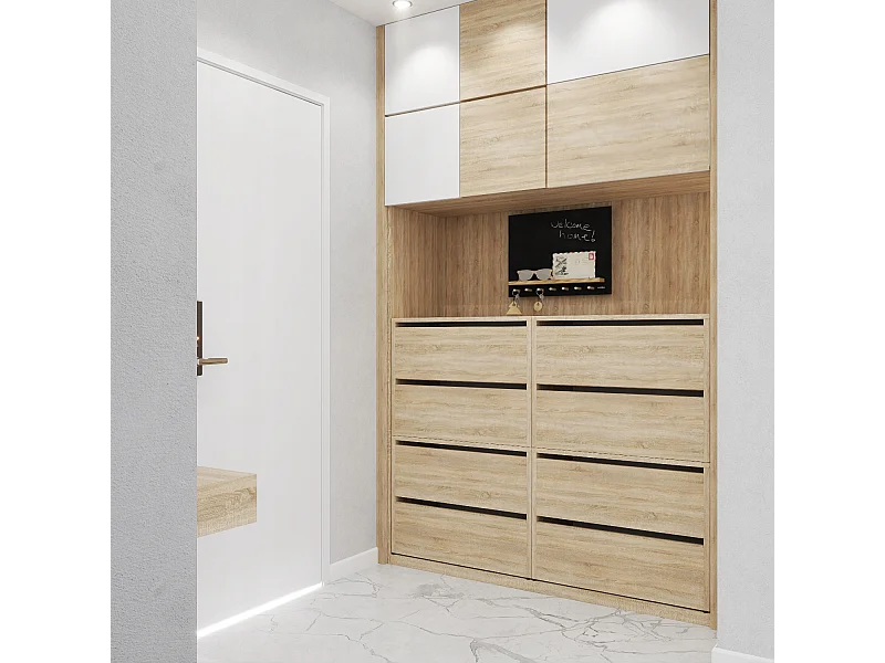 Grand Meuble à Chaussures 120x36x100 cm Chêne Sonoma 20paires– Haut Rangement Étagère pour Entrée