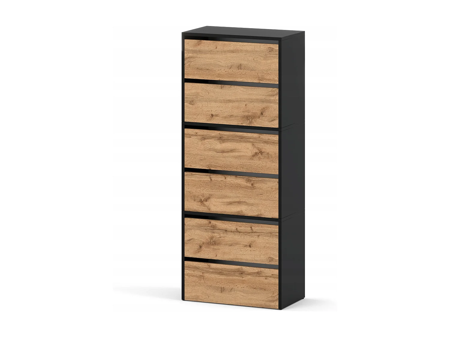 Meuble à Chaussures Étroit Noir Chêne Wotan 60x36x150cm 15 paires  – Étagère Rangement Entrée