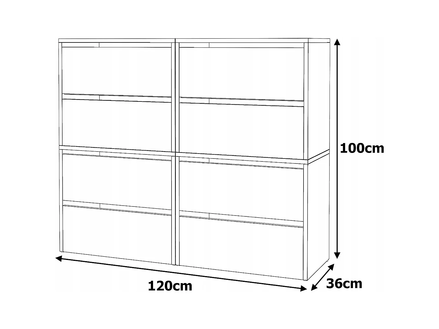 Grand Meuble à Chaussures 120x36x100 cm Blanc+ Chêne Sonoma 20paires– Haut Rangement Étagère pour Entrée